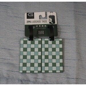 G Force Luggage Tags 2 Pack Green Checkered Travel  Suitcase Tags Aesthetic NEW